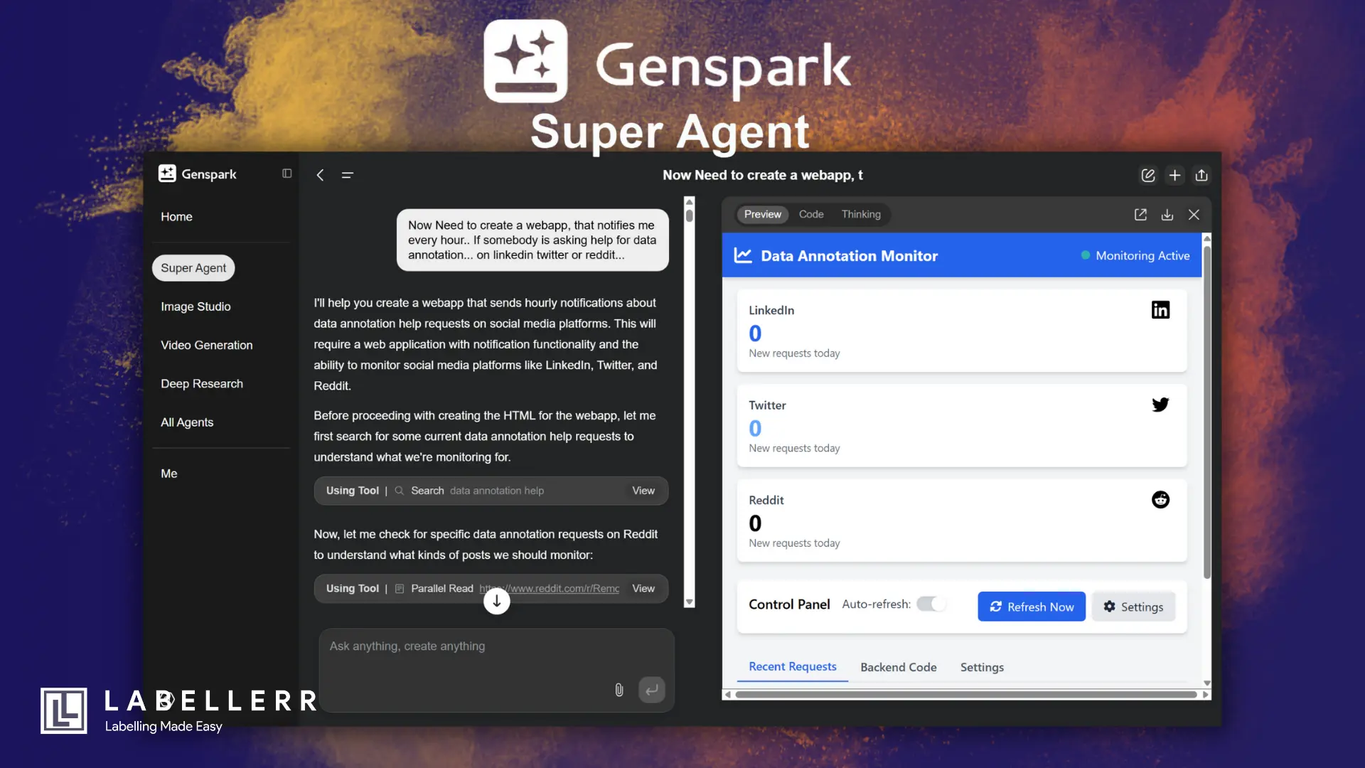 Genspark Super Agent interface