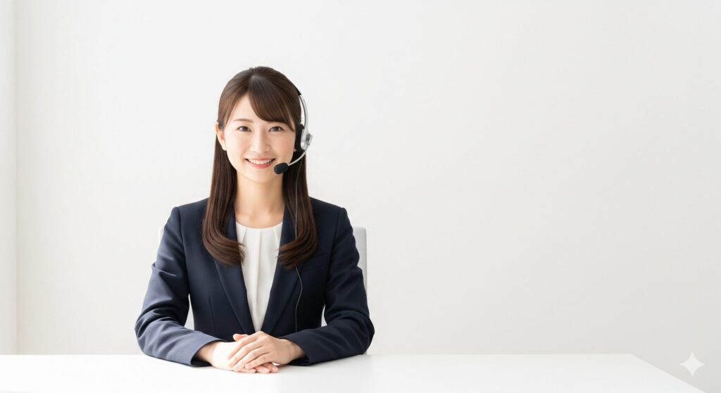 コールセンターで電話サポートする女性