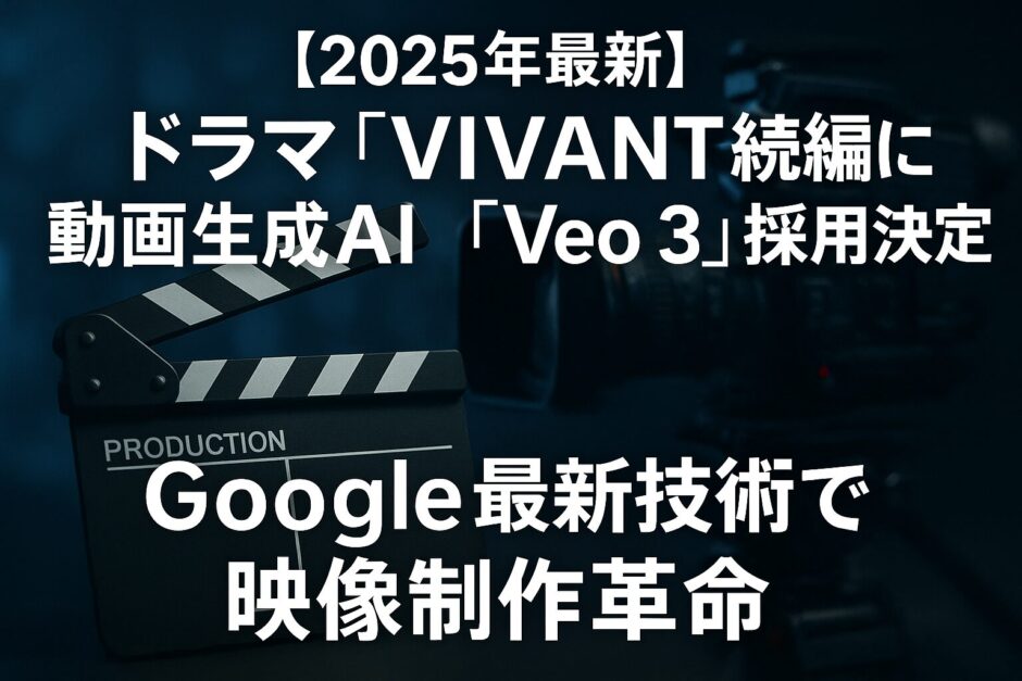 【速報】ドラマ「VIVANT」続編に動画生成AI「Veo 3」採用決定|TBS地上波ドラマ初のAI映像革命