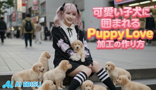 SNSで話題！可愛い子犬に囲まれるPuppy Love加工の作り方【独自プロンプト掲載中】
