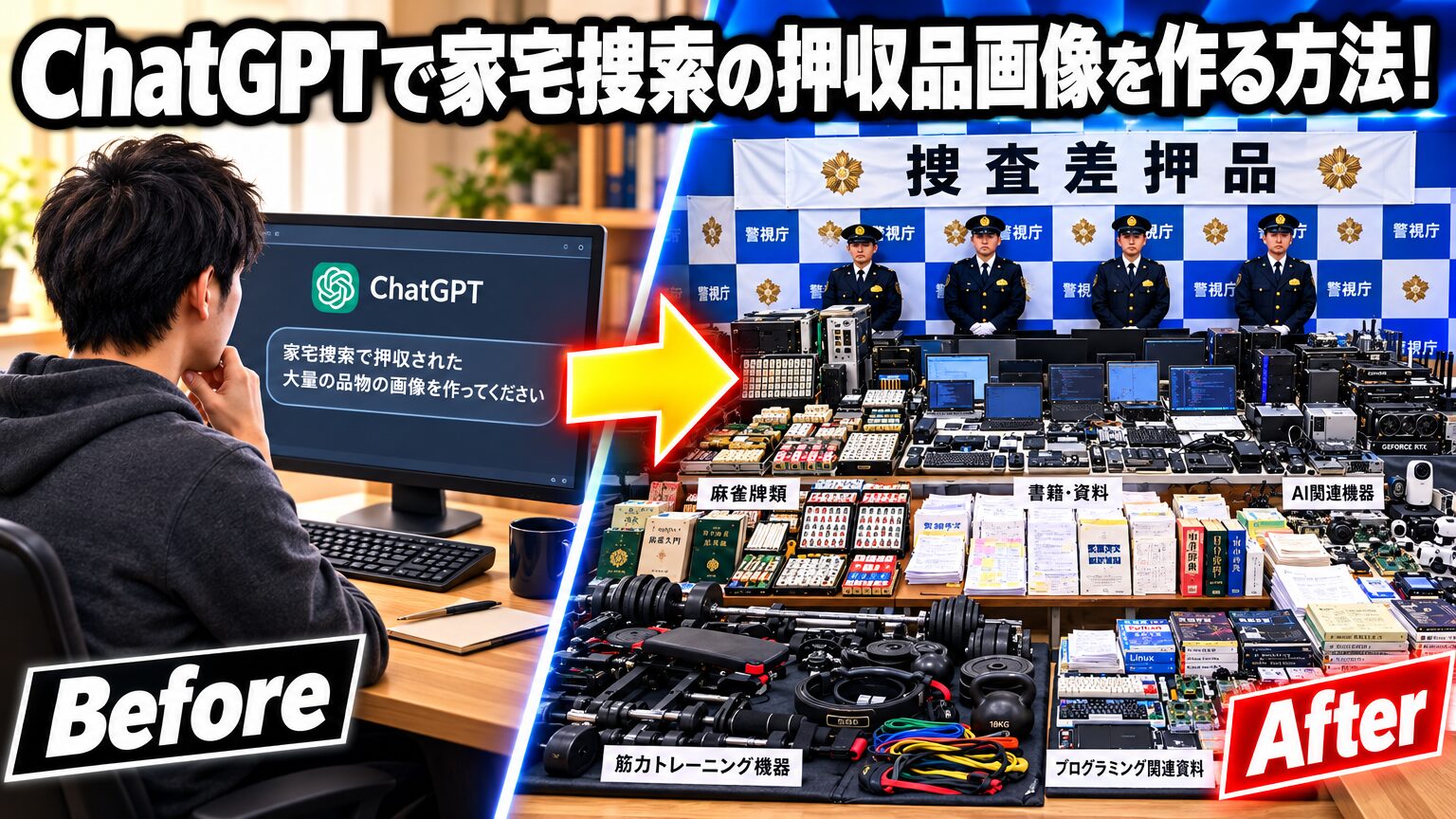 【Xで話題】ChatGPTで家宅捜索の押収品画像を作る方法！AIが知ってる「あなた」が全部バレる…